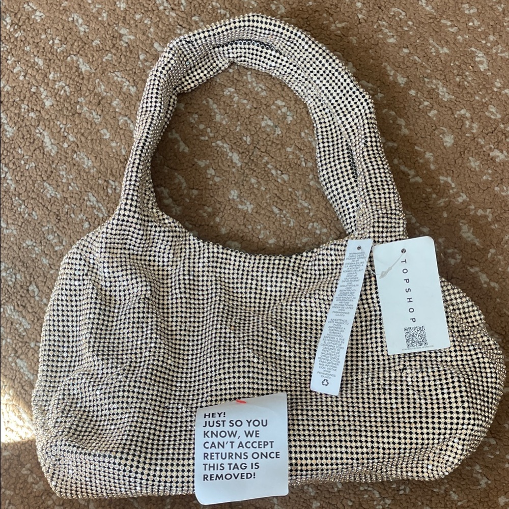 Topshop Sohana Sparkly Gold Shoulder Bag